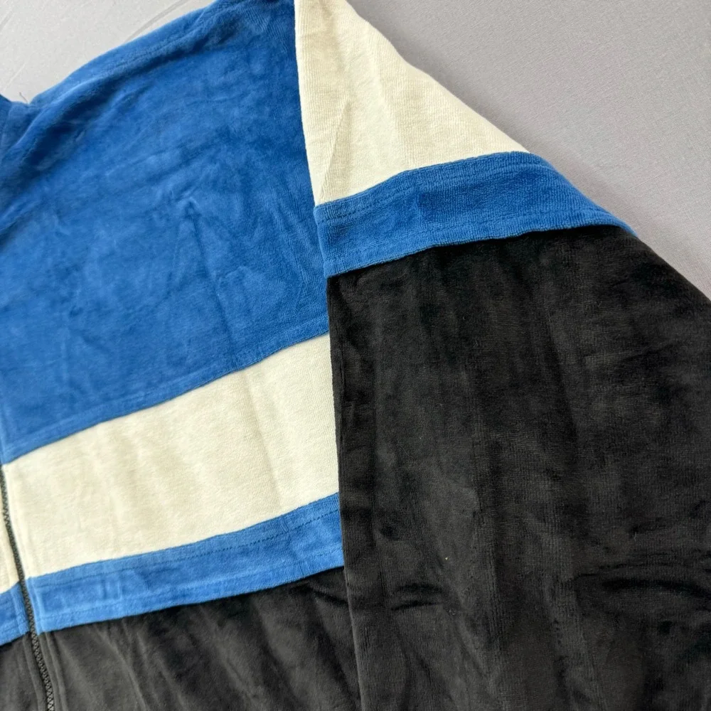 Christian Dior Monsieur Vintage Velour Track Jacket Blue Black Colorblock Large